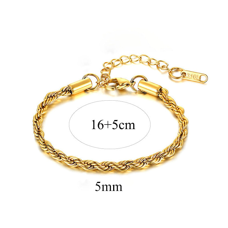 Wholesale Stainless Steel Twist Bracelet Gold Plated Braided Chain